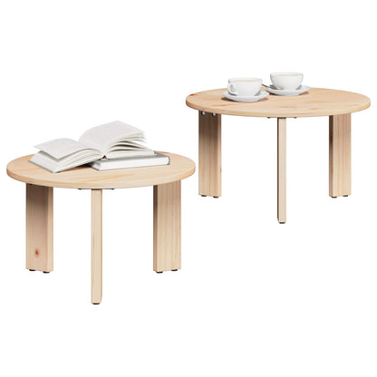 Tavolino da salotto 2 pcs Naturale Legno massello di pino