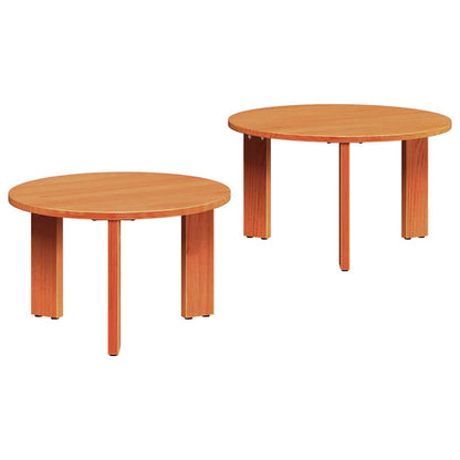 Tavolino da salotto 2 pcs Marrone cerato Legno massello di pino