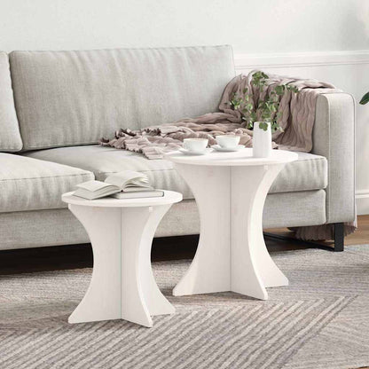 Tavolino da salotto 2 pcs Bianco Legno di pino massello