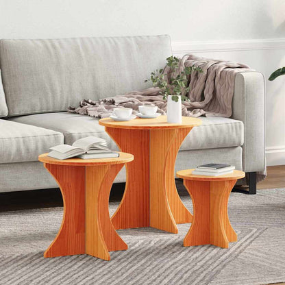 Tavolino da salotto 3 pcs Marrone cerato