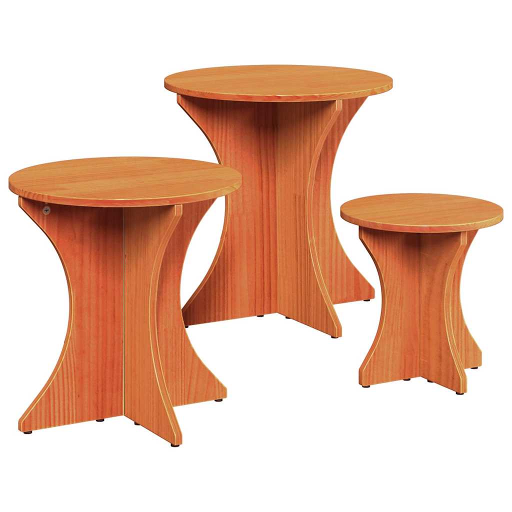 Tavolino da salotto 3 pcs Marrone cerato