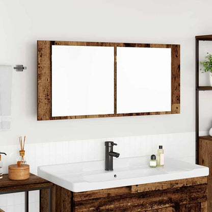 Armadio Specchio LED con porta Legno vecchio 100 x 12 x 45 cm