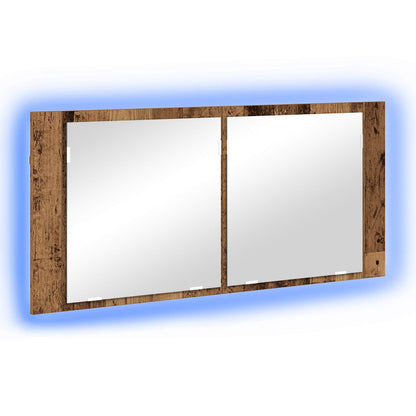 Armadio Specchio LED con porta Legno vecchio 100 x 12 x 45 cm