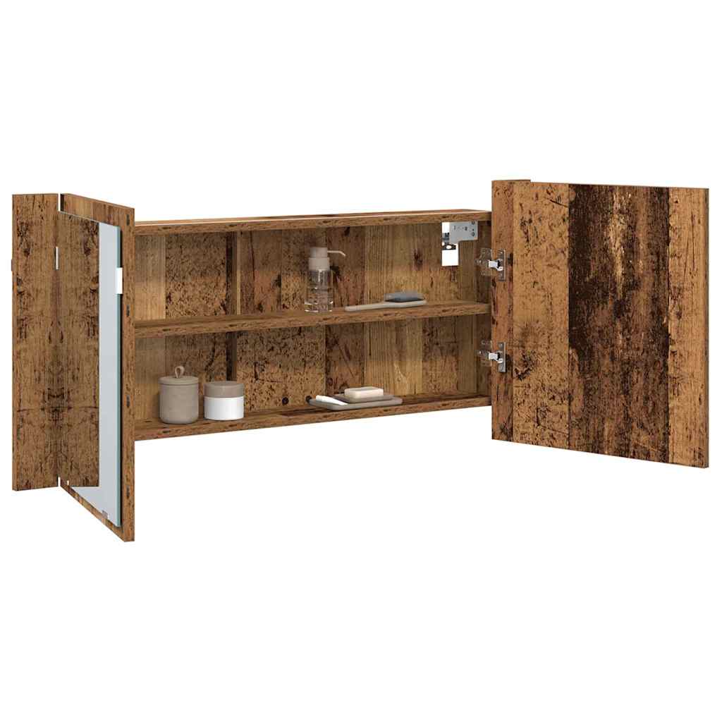 Armadio Specchio LED con porta Legno vecchio 100 x 12 x 45 cm