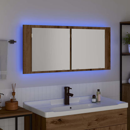 Armadio Specchio LED Rovere artigianale 100 x 12 x 45 cm