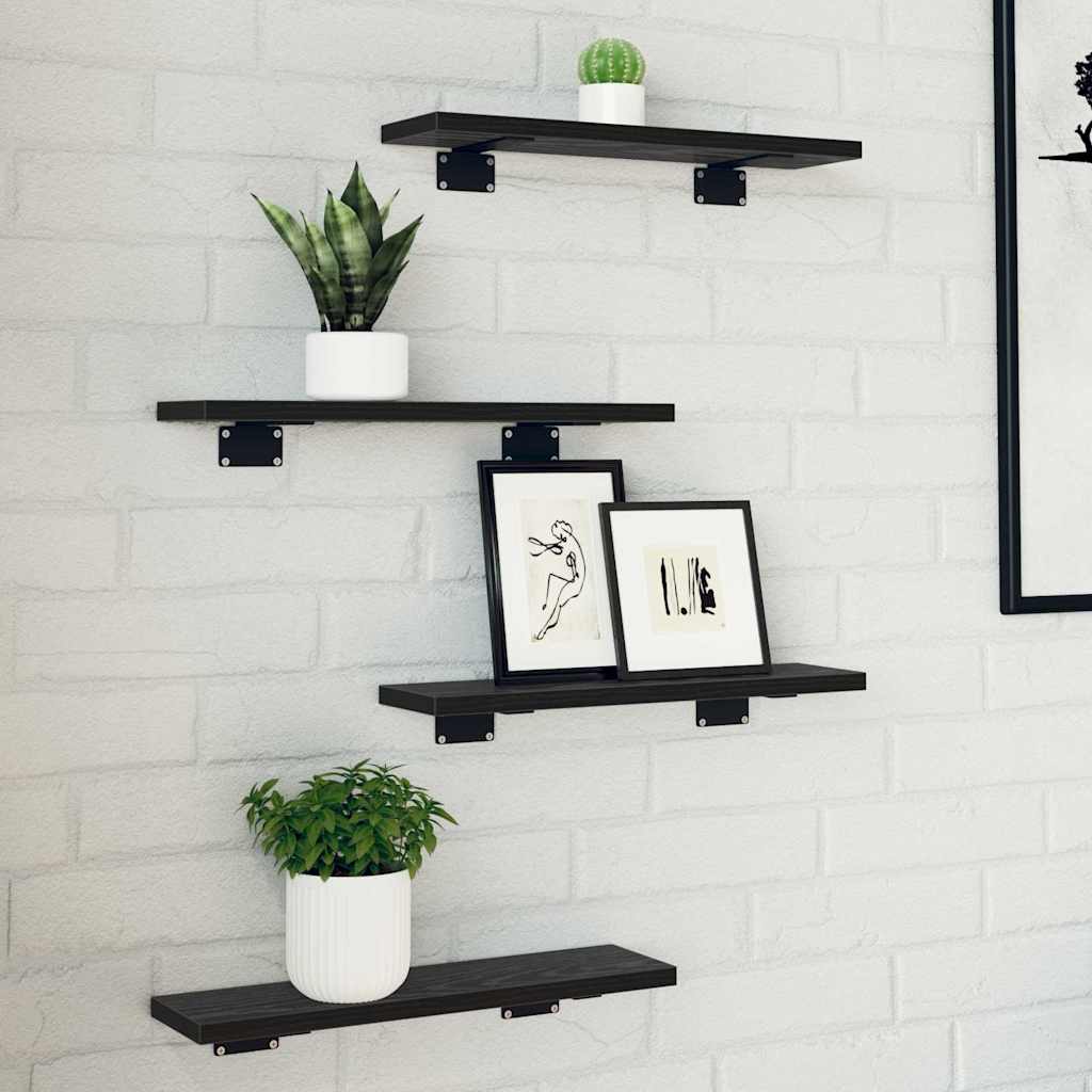 Scaffale 4 pcs Nero 40 x 10 x 1,5 cm Legno multistrato