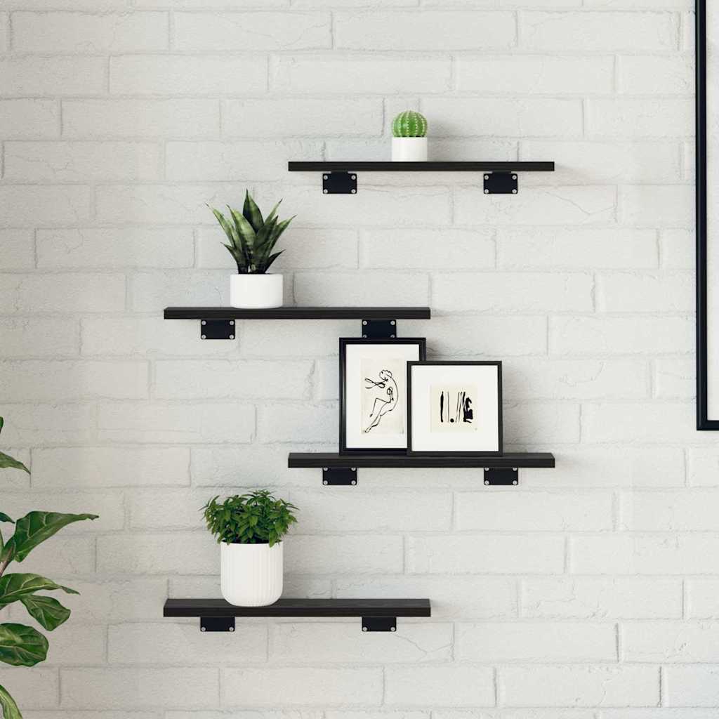 Scaffale 4 pcs Nero 40 x 10 x 1,5 cm Legno multistrato