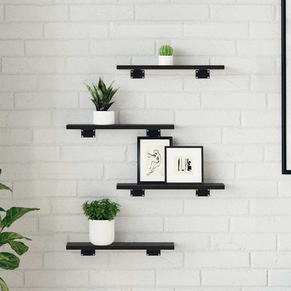 Scaffale 4 pcs Nero 40 x 10 x 1,5 cm Legno multistrato