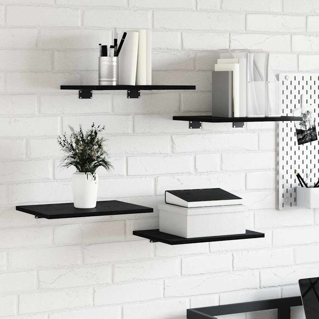 Scaffale 4 pcs Nero 40 x 30 x 1,5 cm Legno multistrato