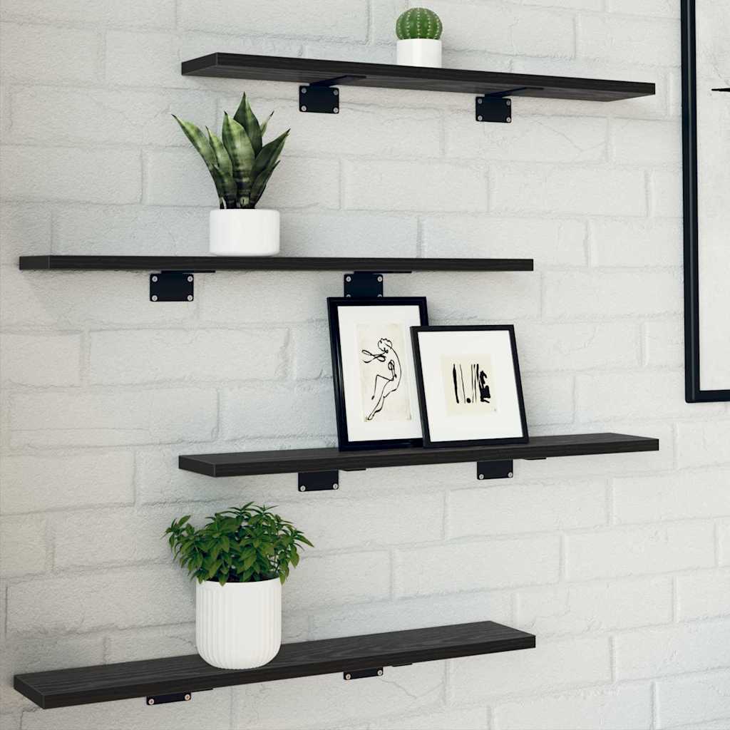 Scaffale 4 pcs Nero 60 x 10 x 1,5 cm Legno multistrato