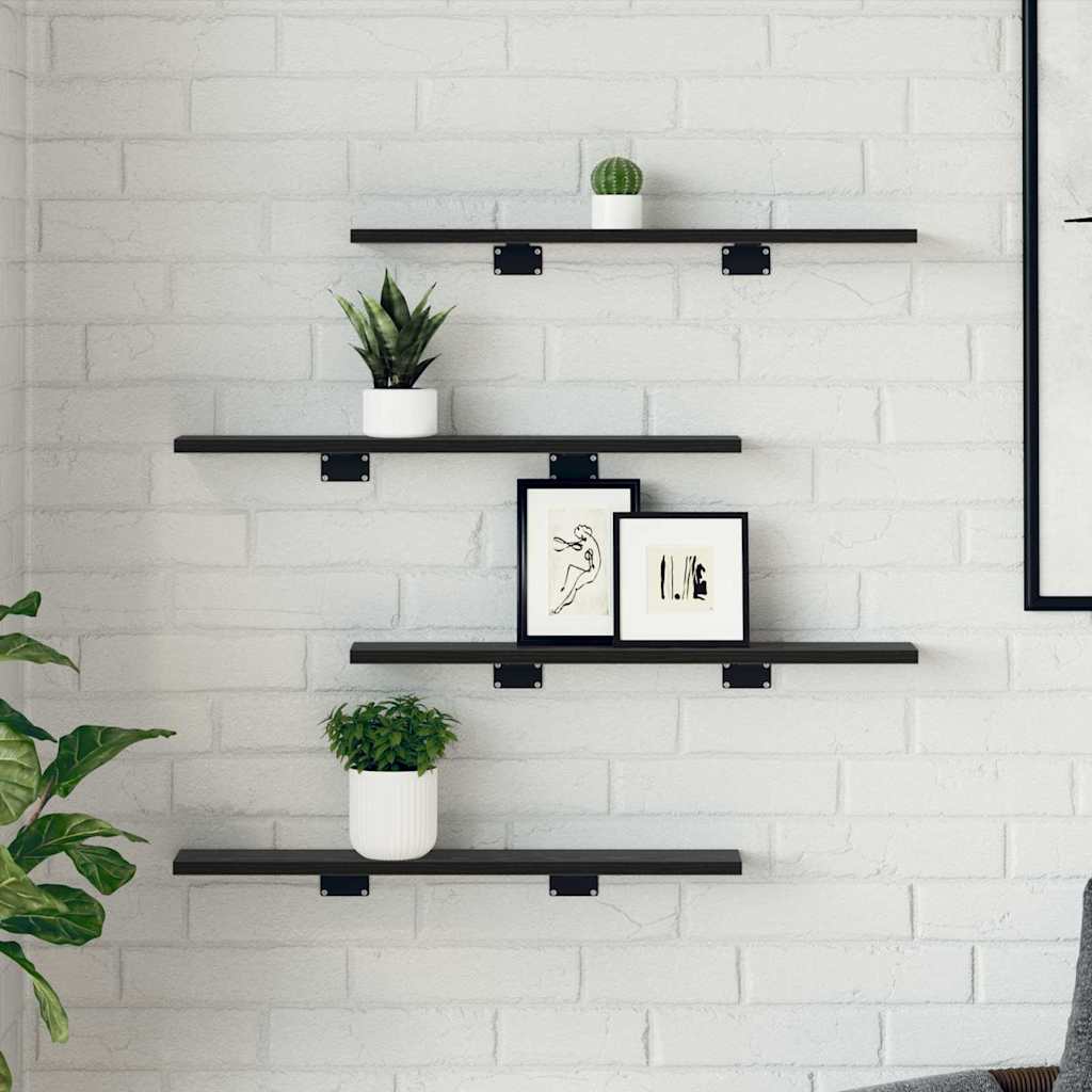 Scaffale 4 pcs Nero 60 x 10 x 1,5 cm Legno multistrato