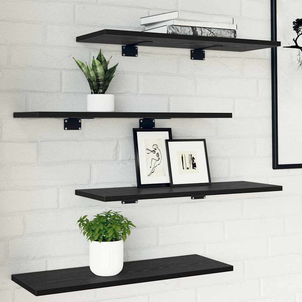 Scaffale 4 pcs Nero 60 x 20 x 1,5 cm Legno multistrato