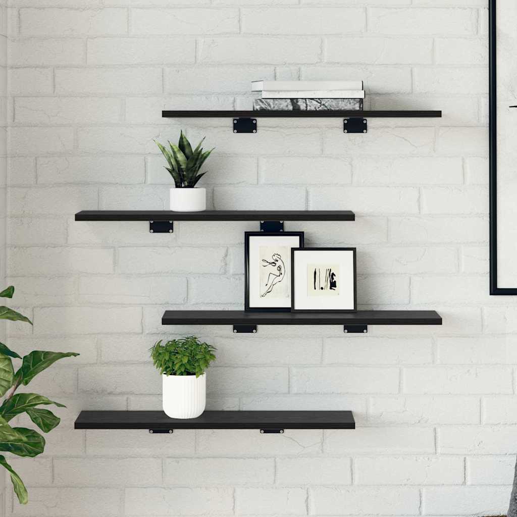 Scaffale 4 pcs Nero 60 x 20 x 1,5 cm Legno multistrato