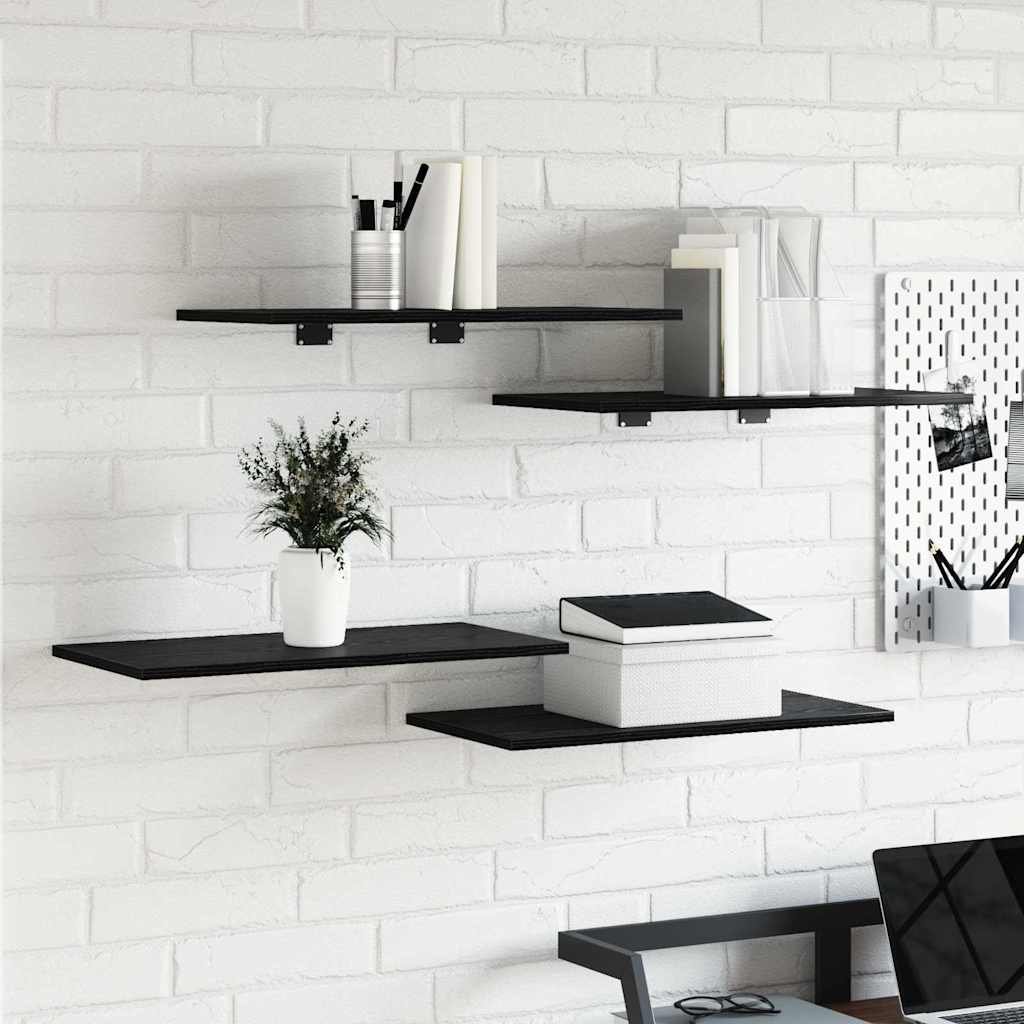 Scaffale 4 pcs Nero 60 x 30 x 1,5 cm Legno multistrato