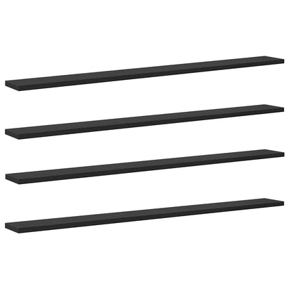 Scaffale 4 pcs Nero 100 x 10 x 1,5 cm Legno multistrato