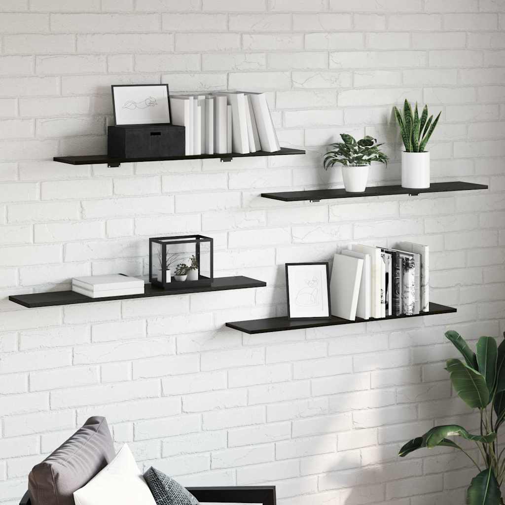 Scaffale 4 pcs Nero 100 x 20 x 1,5 cm Legno multistrato