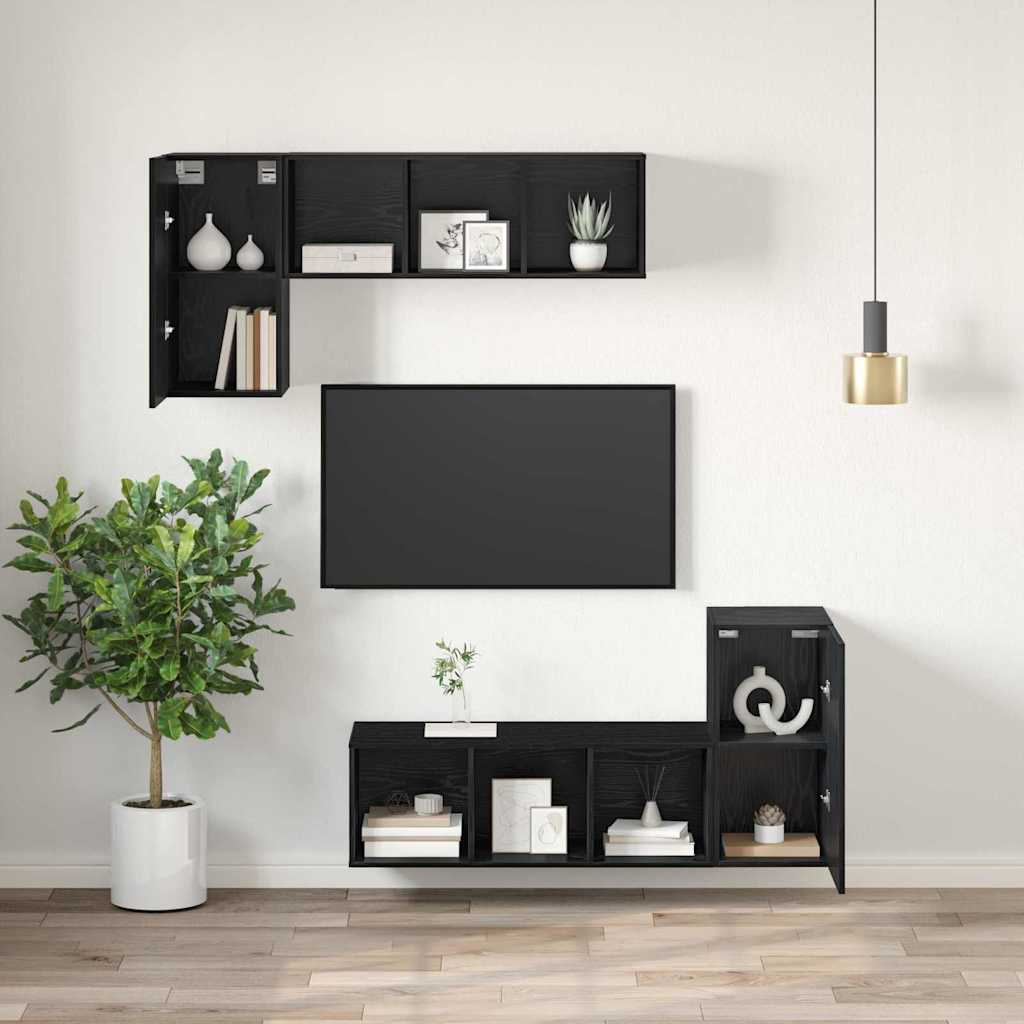 Mobile TV da Parete Rovere Nero 30,5 x 30 x 60 cm