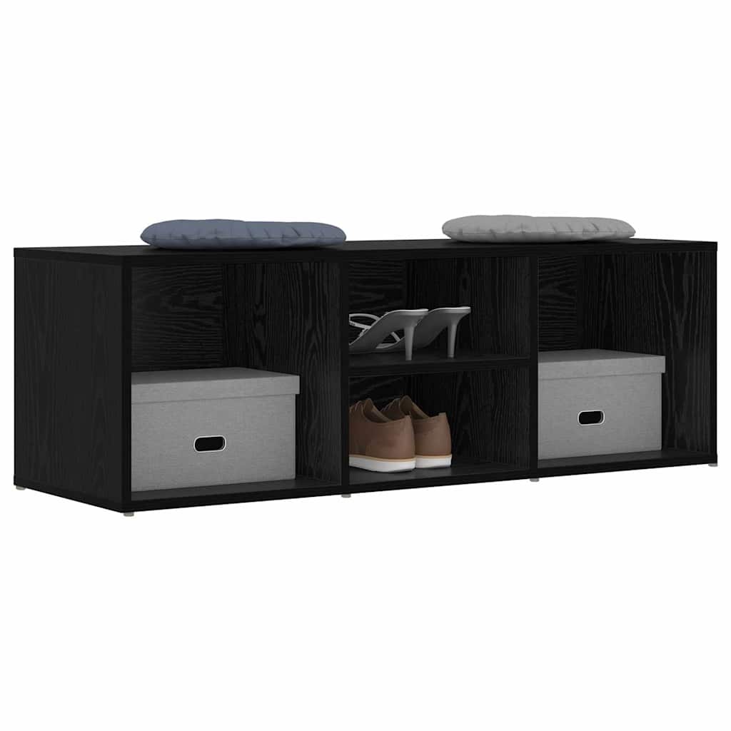 Panca per scarpe Rovere Nero 102 x 35 x 35 cm Legno multistrato