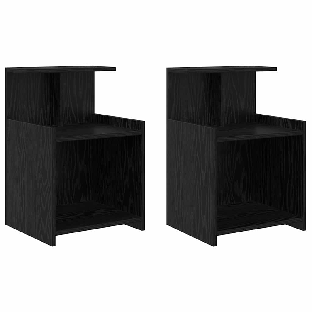 Armadio da Notte 2 pcs Rovere Nero 40 x 35 x 60 cm