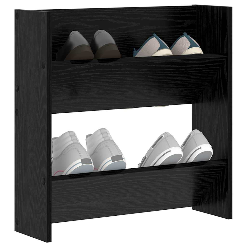 Mobile per scarpe Rovere Nero 60 x 18 x 60 cm Legno multistrato