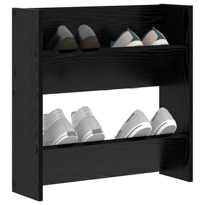 Mobile per scarpe Rovere Nero 60 x 18 x 60 cm Legno multistrato