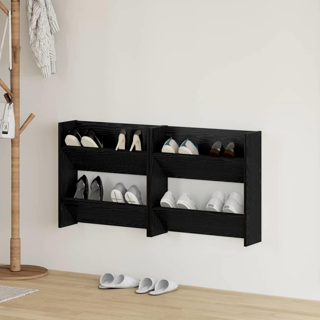 Mobile per scarpe 2 pcs Rovere Nero 60 x 18 x 60 cm