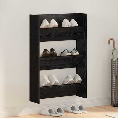 Mobile per scarpe Rovere Nero 60 x 18 x 90 cm Legno multistrato
