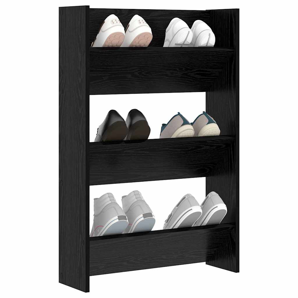Mobile per scarpe Rovere Nero 60 x 18 x 90 cm Legno multistrato