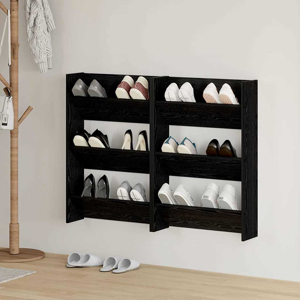 Mobile per scarpe 2 pcs Rovere Nero 60 x 18 x 90 cm
