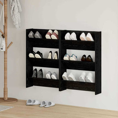 Mobile per scarpe 2 pcs Rovere Nero 60 x 18 x 90 cm