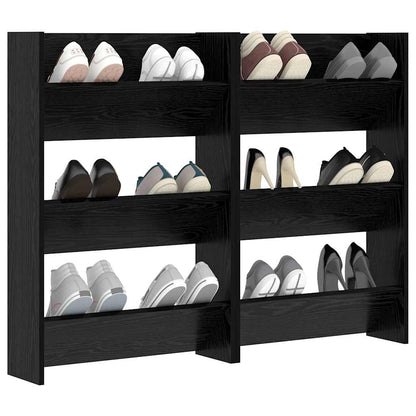 Mobile per scarpe 2 pcs Rovere Nero 60 x 18 x 90 cm