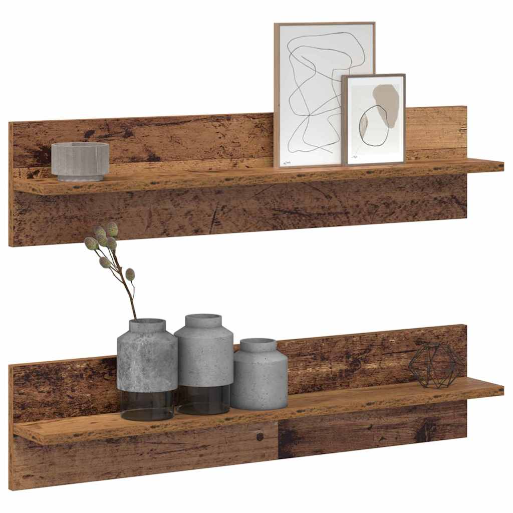 Scaffale da parete 2 pcs Legno vecchio 80 x 11,5 x 18 cm