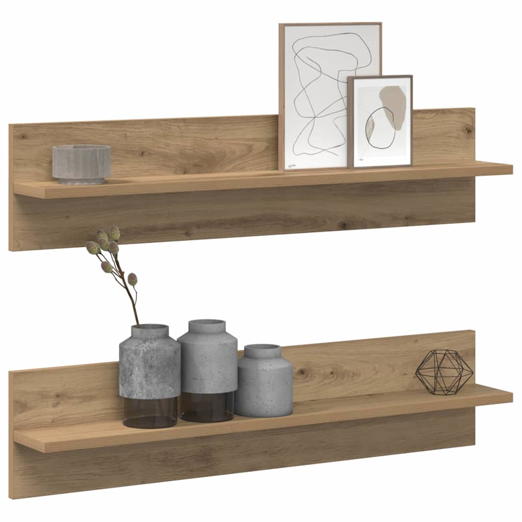 Scaffale da parete 2 pcs Rovere artigianale 80 x 11,5 x 18 cm
