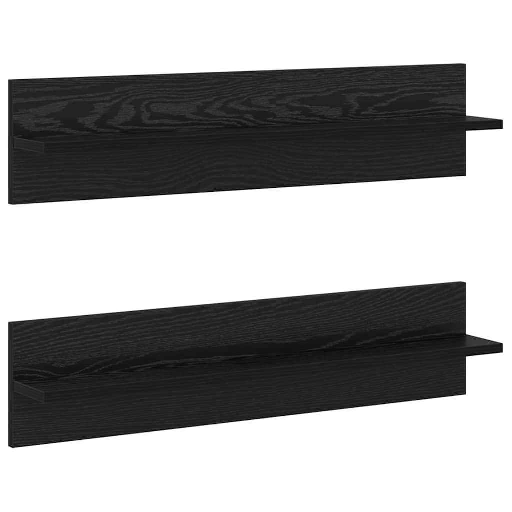 Scaffale da parete 2 pcs Rovere Nero 80 x 11,5 x 18 cm