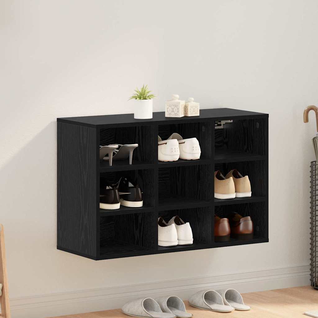 Mobile per scarpe con lo scaffale Rovere Nero 77,5 x 30 x 51 cm