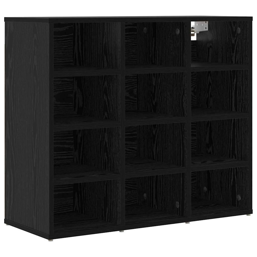 Mobile per scarpe con lo scaffale Rovere Nero 77,5 x 30 x 67 cm