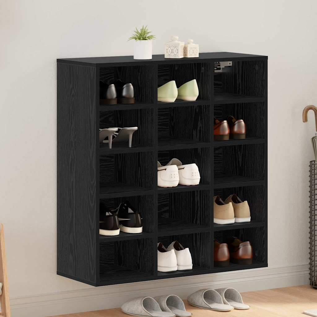 Mobile per scarpe Rovere Nero 77,5 x 30 x 83,5 cm
