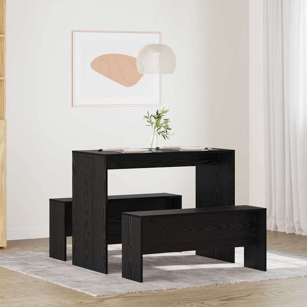 Set da pranzo 2 pcs Rovere nero Legno multistrato
