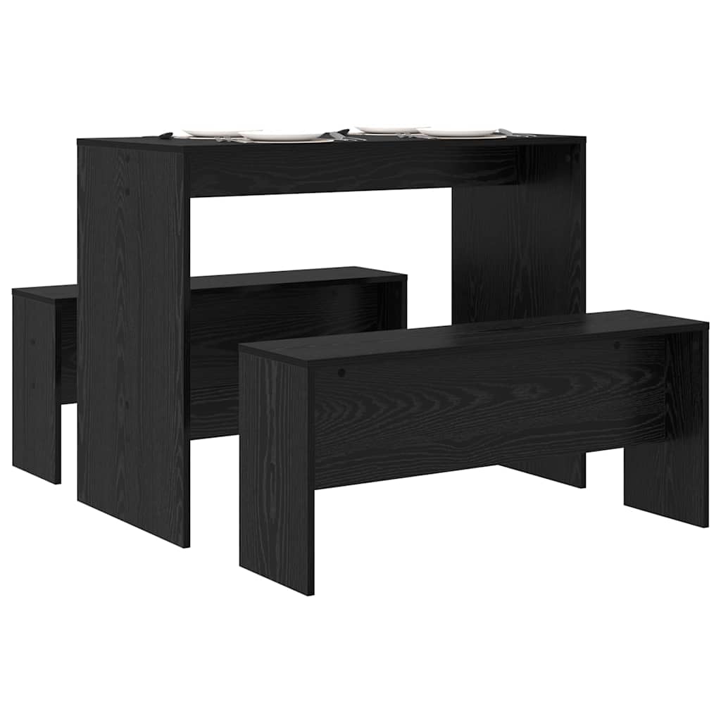 Set da pranzo 2 pcs Rovere nero Legno multistrato