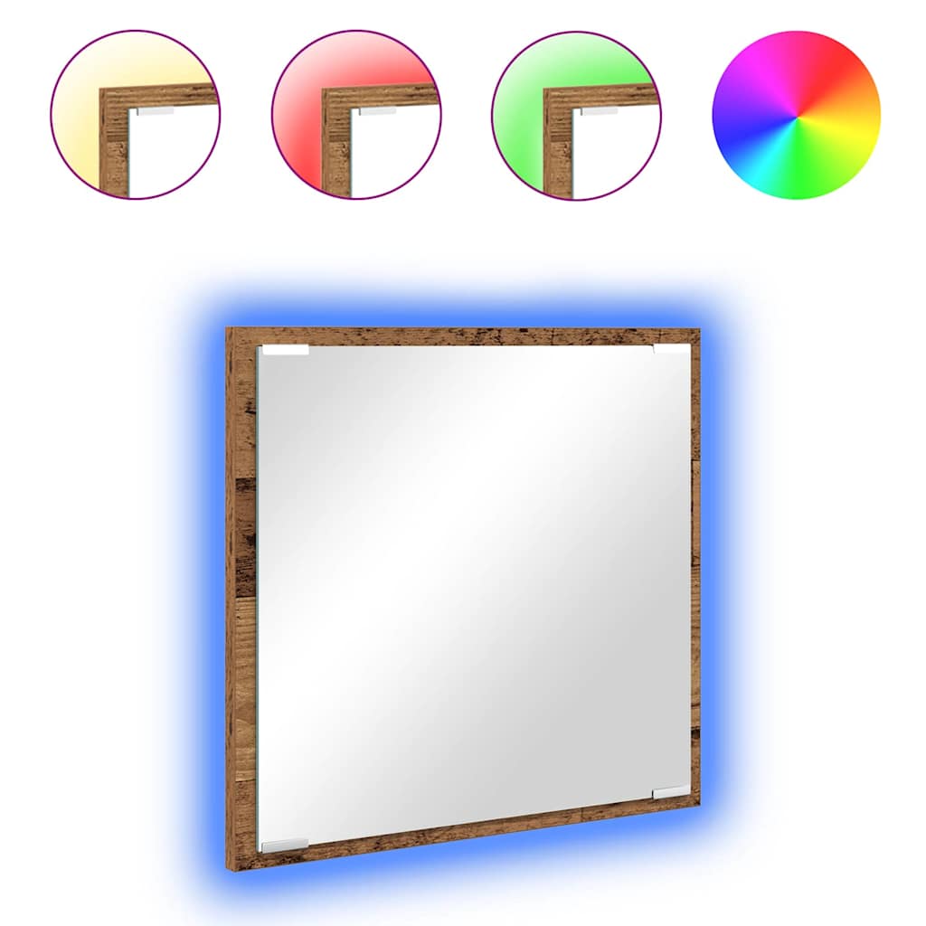 Specchio da bagno LED Legno vecchio 40 x 37 x 8.5 cm