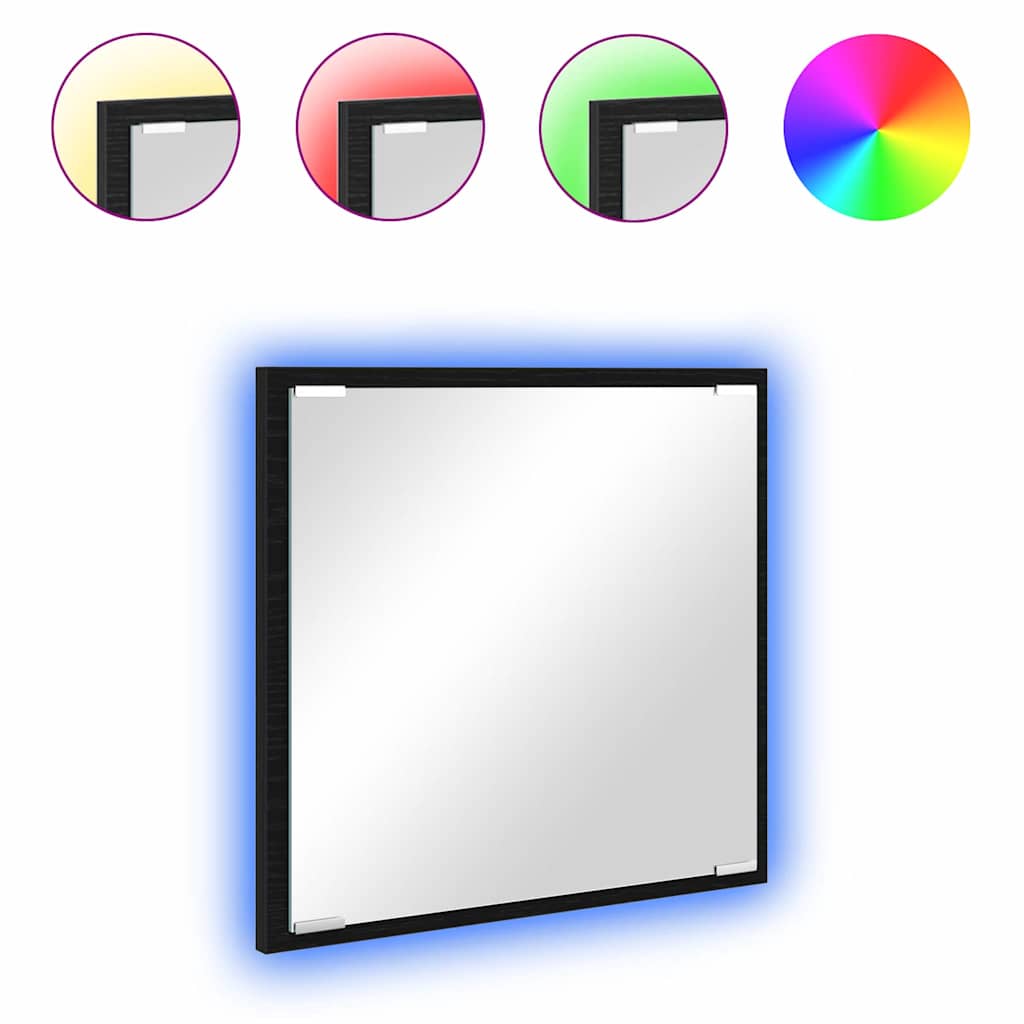 Specchio da bagno LED con specchio Rovere Nero 40 x 37 x 8.5 cm