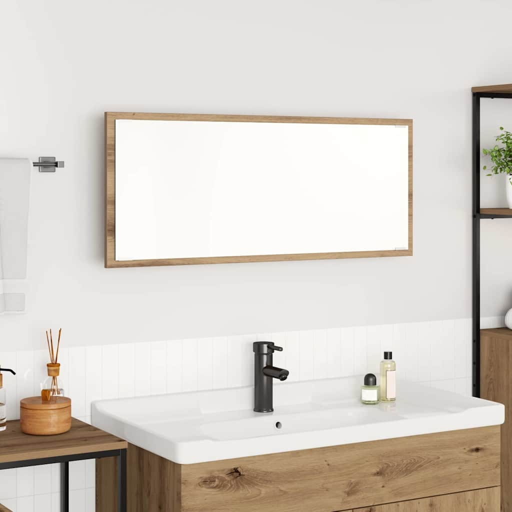 Specchio Rovere artigianale 90 x 8,5 x 37 cm Legno multistrato