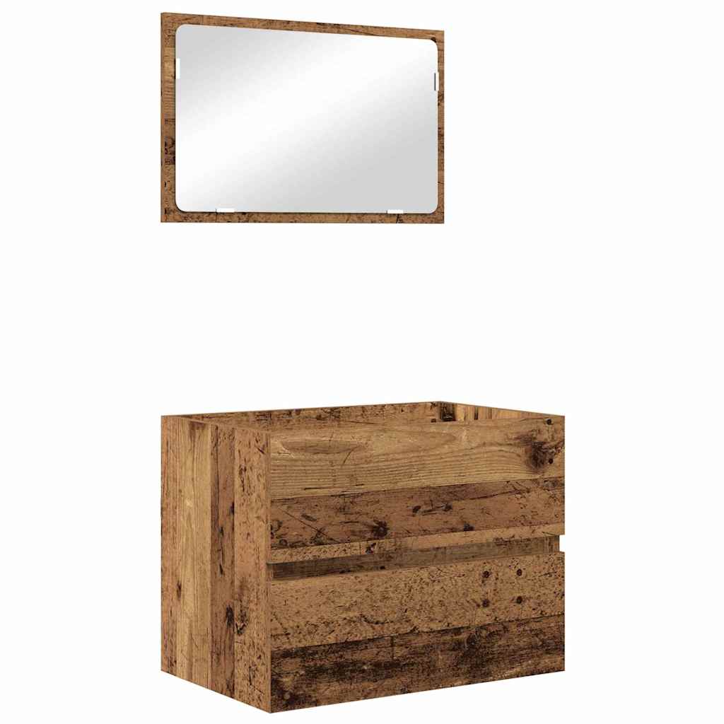 Set di mobili per il bagno con cassetto 2 pcs Legno vecchio