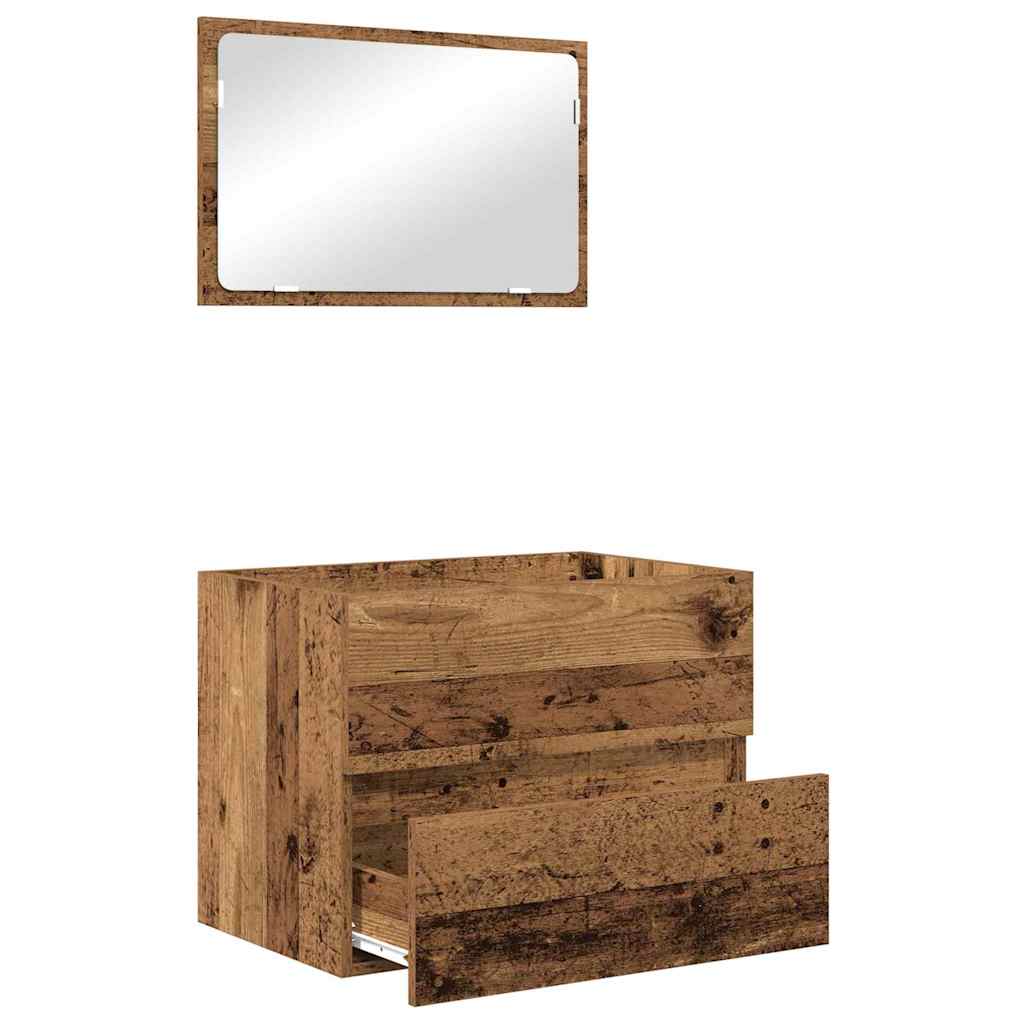 Set di mobili per il bagno con cassetto 2 pcs Legno vecchio