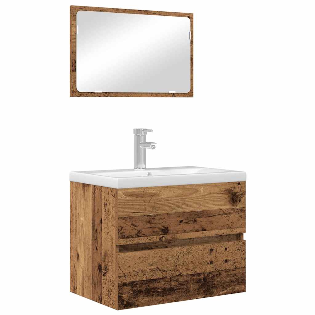 Set di mobili per il bagno con cassetto 2 pcs Legno vecchio