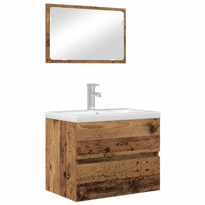 Set di mobili per il bagno con cassetto 2 pcs Legno vecchio