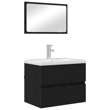 Set di mobili per il bagno con cassetto 2 pcs Rovere nero