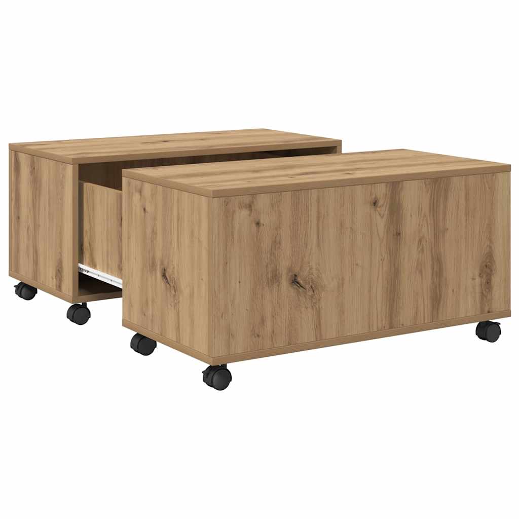 Tavolino da salotto Rovere artigianale 75 x 75 x 38 cm