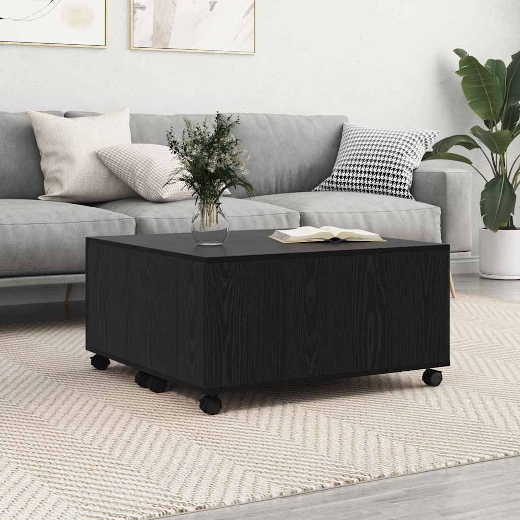 Tavolino da salotto con cassetto Rovere Nero 75 x 75 x 38 cm