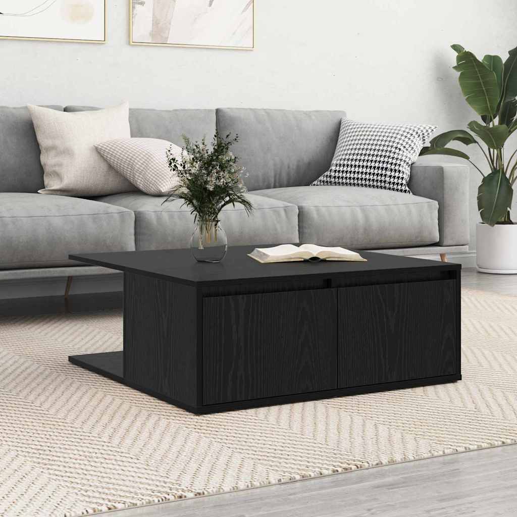 Tavolino da salotto con cassetto Rovere nero 80 x 80 x 31 cm